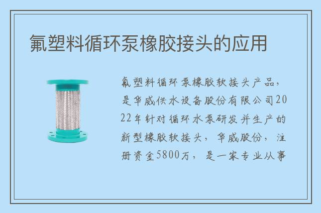 氟塑料循環(huán)泵橡膠接頭的應(yīng)用